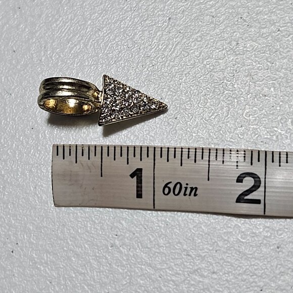 Elegant Rhinestone Gold Tone Triangle Pendant Charm Classic Fashion Jewelry - Picture 5 of 5